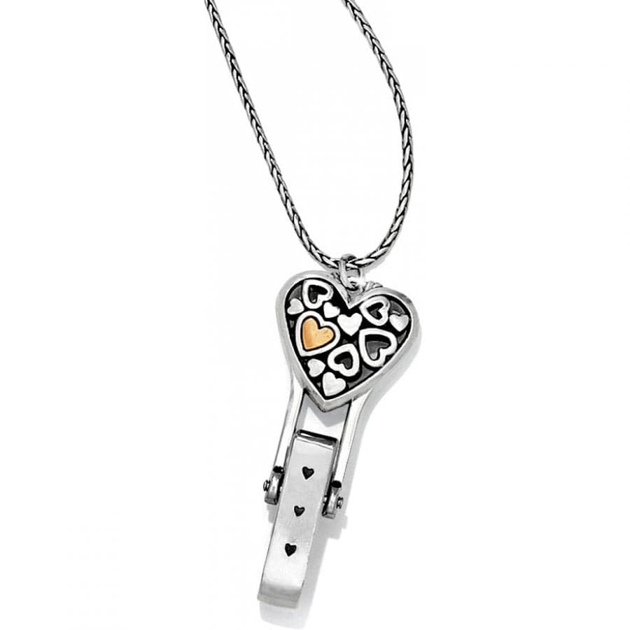 Floating Heart Badge Clip Necklace