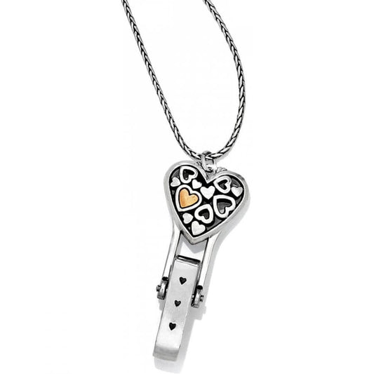  Floating Heart Badge Clip Necklace