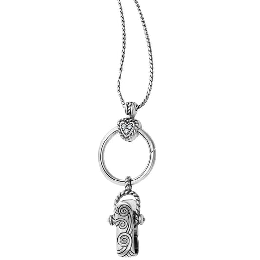  Heart Charm Reversible Badge Clip Necklace