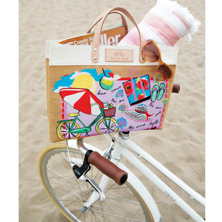  Life Is A Beach East West Burlap Tote