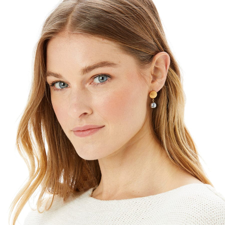  Mediterranean Gray Pearl Post Drop Earrings