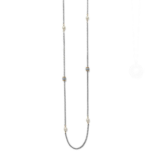  Meridian Petite Pearl Two Tone Long Necklace