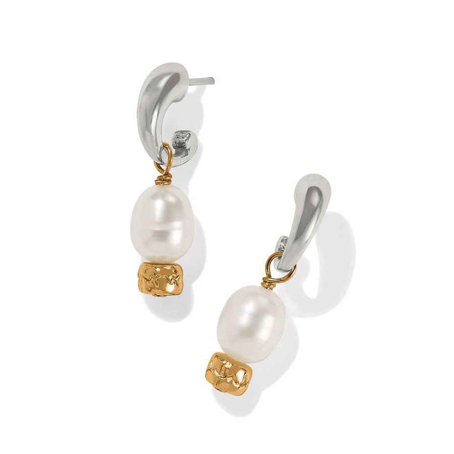  Meridian Petite Pearl Two Tone Post Hoop Earrings