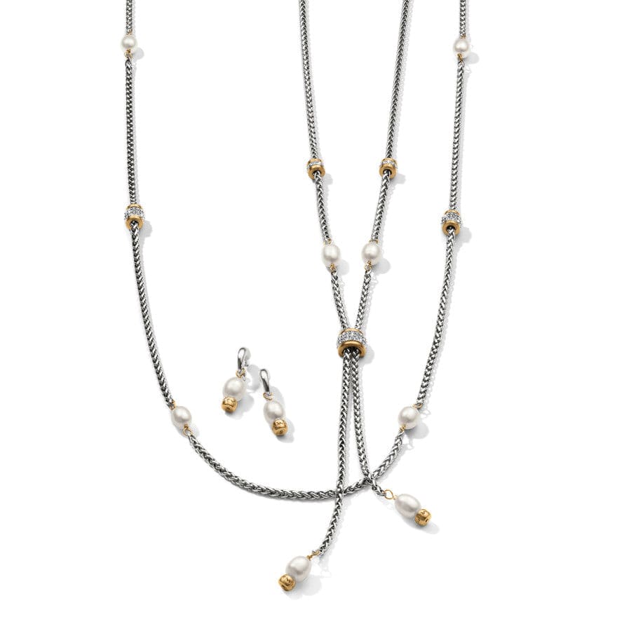  Meridian Petite Pearl Two Tone Post Hoop Earrings