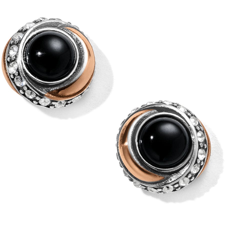  Neptune's Rings Black Agate Button Earrings