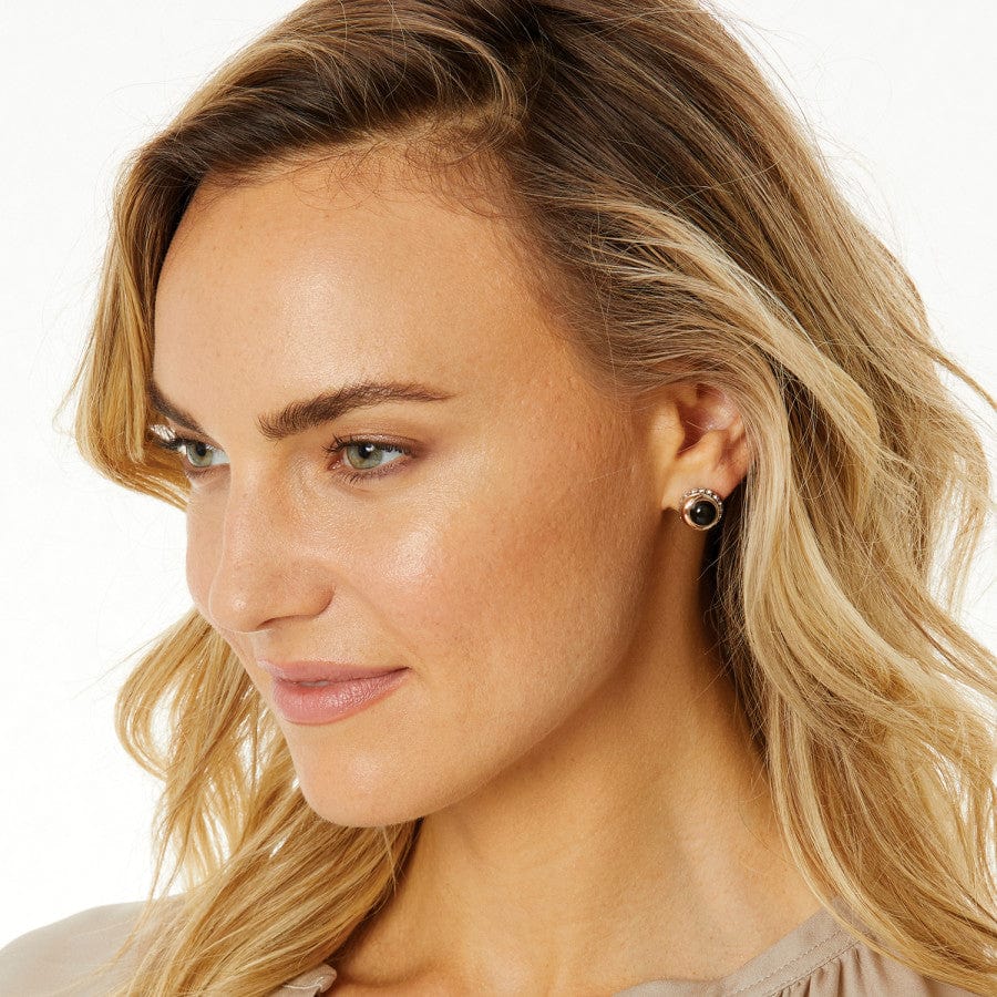 Neptune's Rings Black Agate Button Earrings