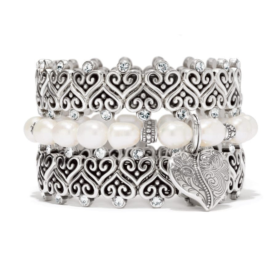  Ornate Heart Pearl Stretch Bracelet